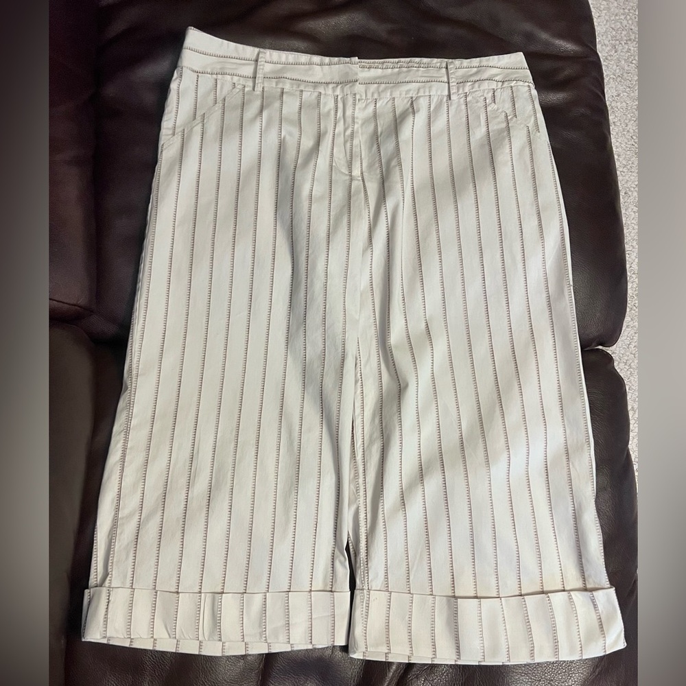 Candie's Cream and Brown Striped Capri Pants